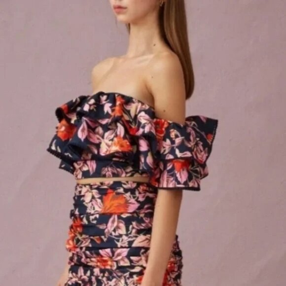 NWT Keepsake the Label Real Love Black Floral Ruffle Blouse Crop Top - Picture 7 of 11